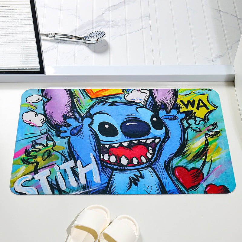 Stitch oil painting original floor mat household bathroom cartoon non-slip door mat little monster cartoon student hot-selling floor mat