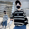 Boys' sweatshirt spring & fall  new kids' spring clothes trendy brand street style striped t-shirt, stylish and cool for older boys