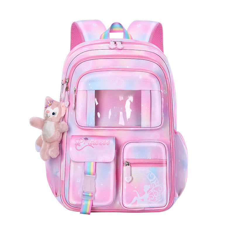 New primary school schoolbag women's lightweight large-capacity refrigerator side opening to reduce the burden of dream children's backpack for grades 1-6