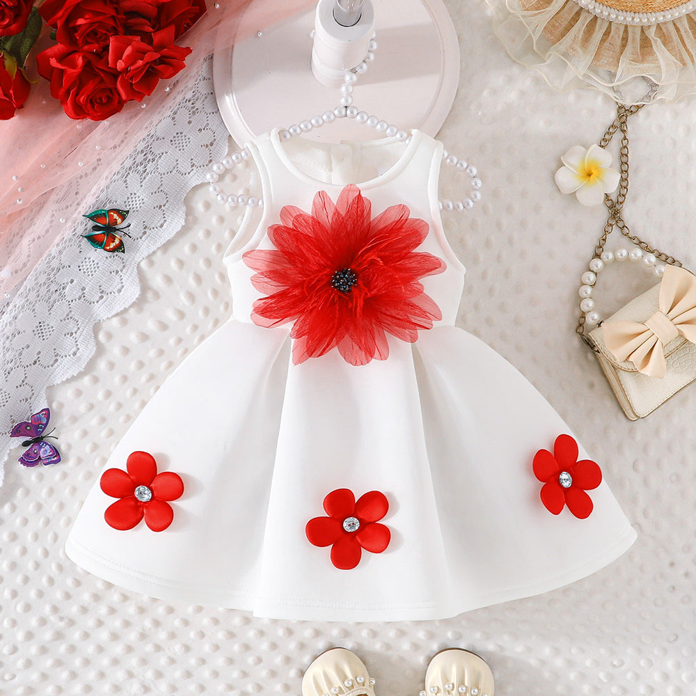 Spring/summer new arrivals: adorable girls' princess dress - 3d floral sleeveless tutu dress, sweet korean style