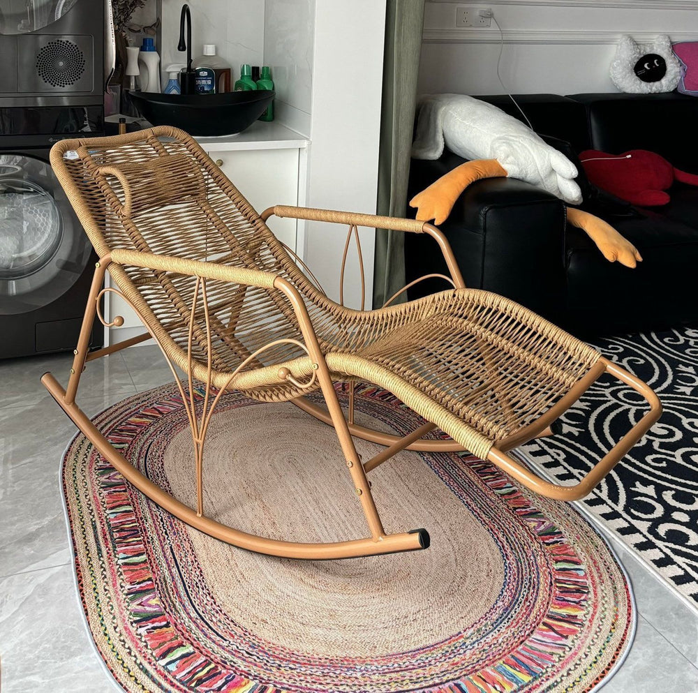 Lazy rocking chair rattan lounge chair adult lunch break for home sofa outdoor courtyard terrace leisure chair balcony casual chair