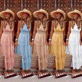Summer new arrivals: women's sexy deep v sleeveless chiffon dress - patchwork midi dress for  &