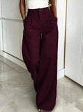 wine red texture classywork clothing suit pants for women spring and summer  high waist narrow version loose pants drapedpants
