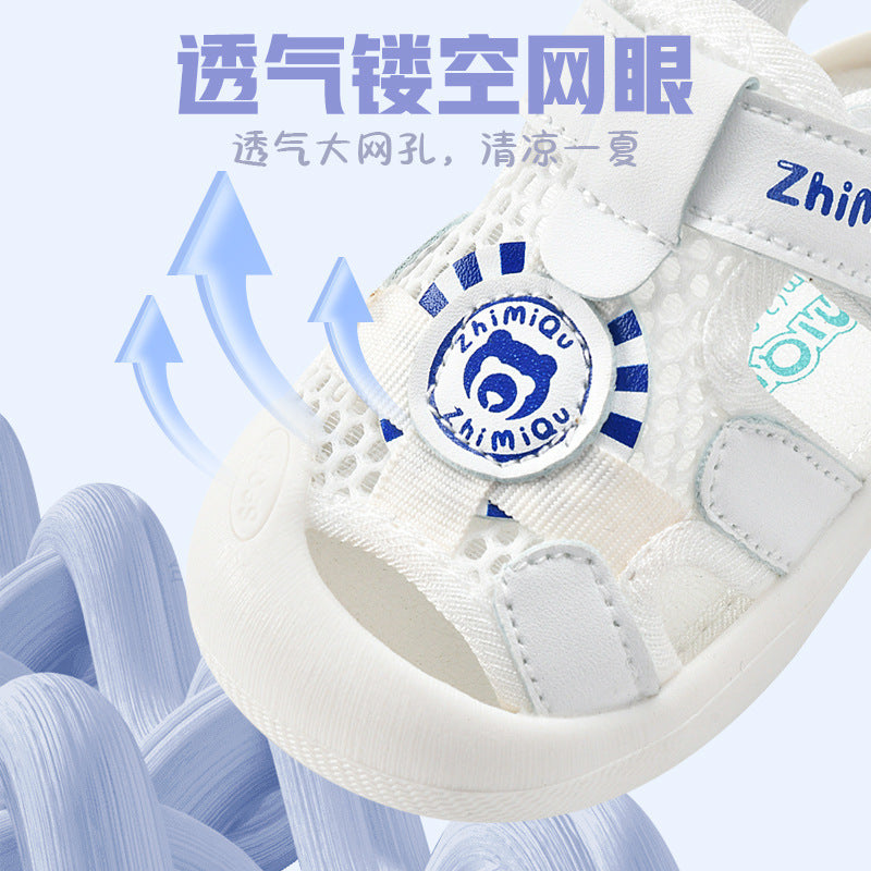 Baby sandals for boys, summer first walker shoes, 0-1-2 years old infant anti-slip soft sole mesh shoes for babies and toddlers, baby girl shoes