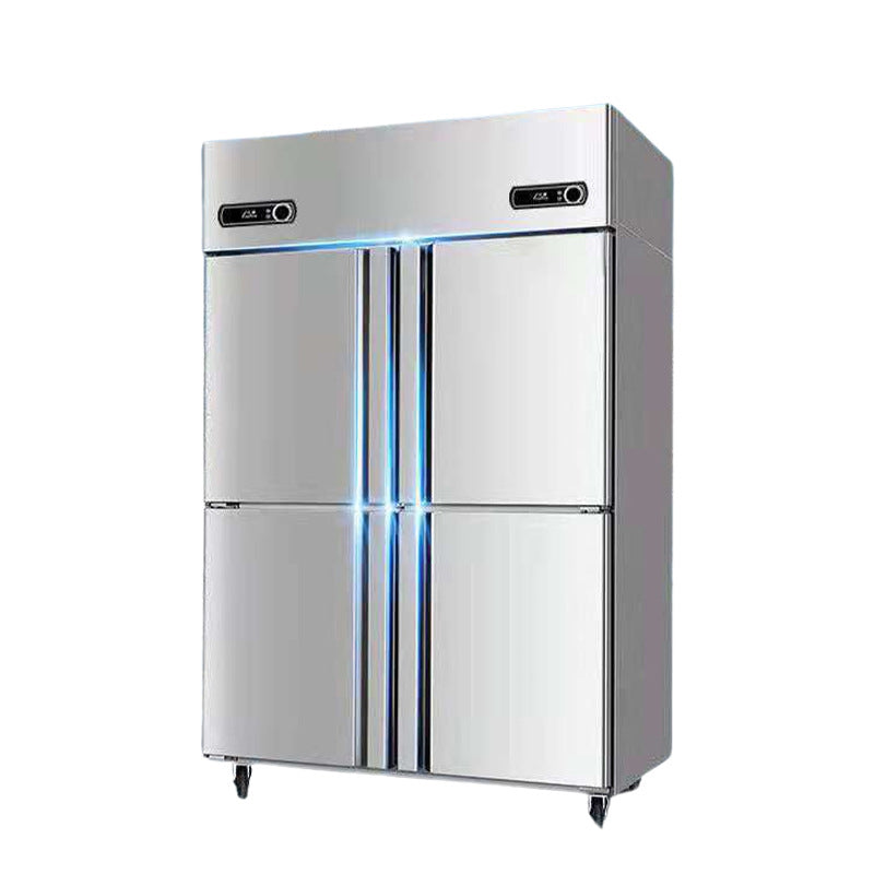 Four-door refrigerator, commercial fresh-keeping cabinet, vertical canteen kitchen freezer, refrigerated cabinet, flat cold working table, six doors