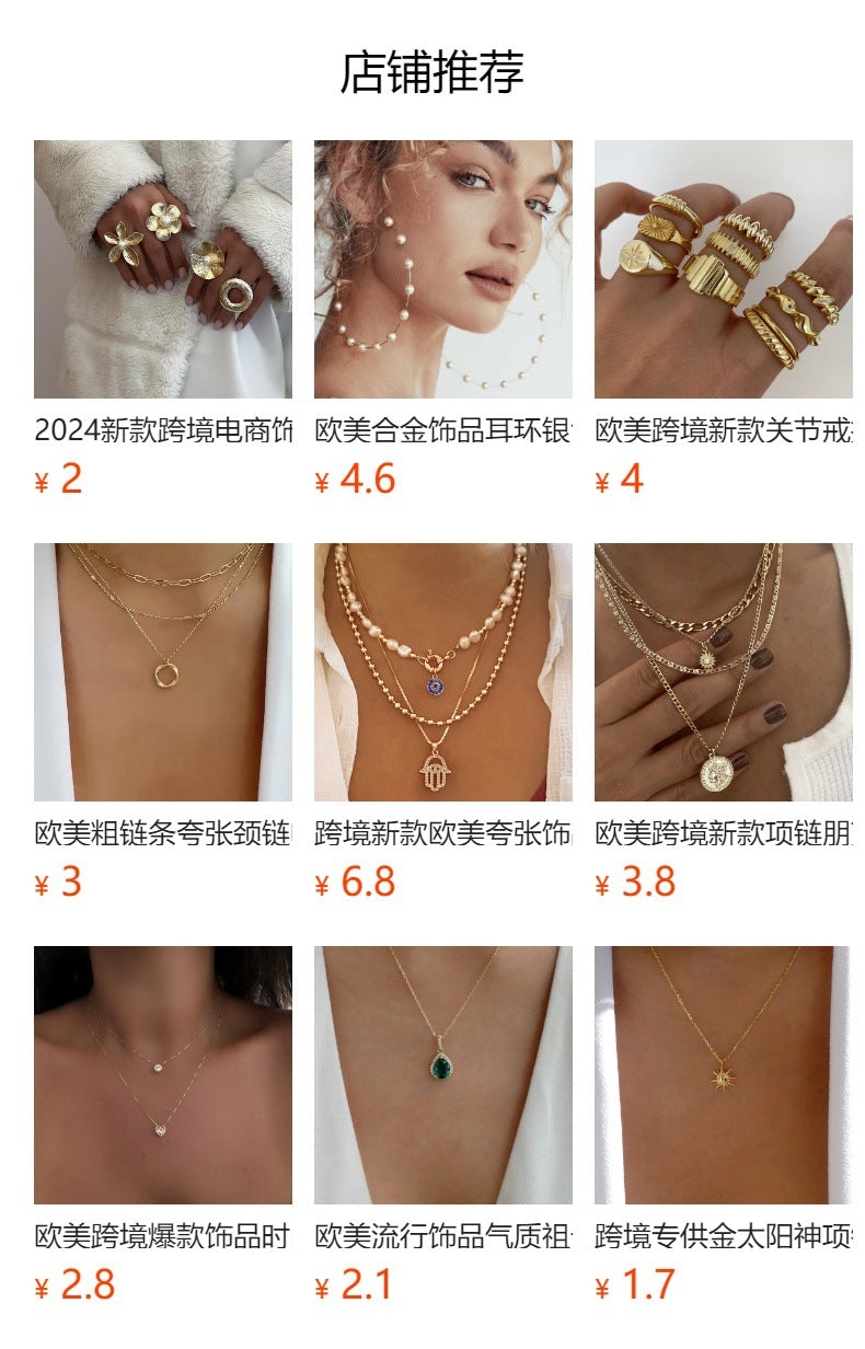 Bohemian pearl necklace wholesale fashion cross-border hot style jewelry stylish tassel alloy six-pointed clavicle chain for women