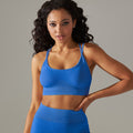 Amazon's new seamless knitted sexy back yoga wear breathable sweat-absorbent running fitness tops sports bra