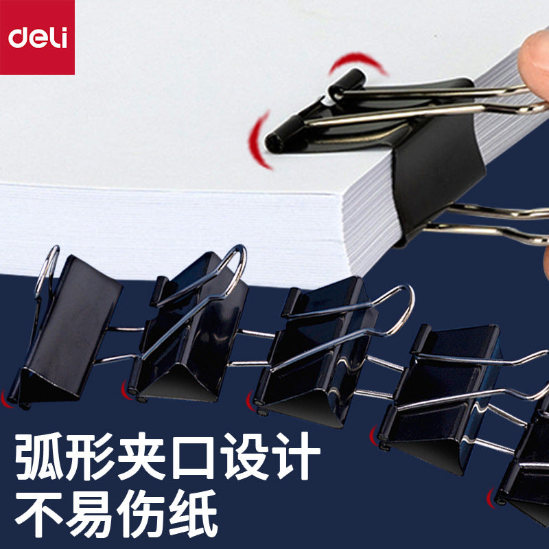 Deli 9542 long tail clip, black ticket clip, swallow tail clip 41mm iron ticket clip, iron clip