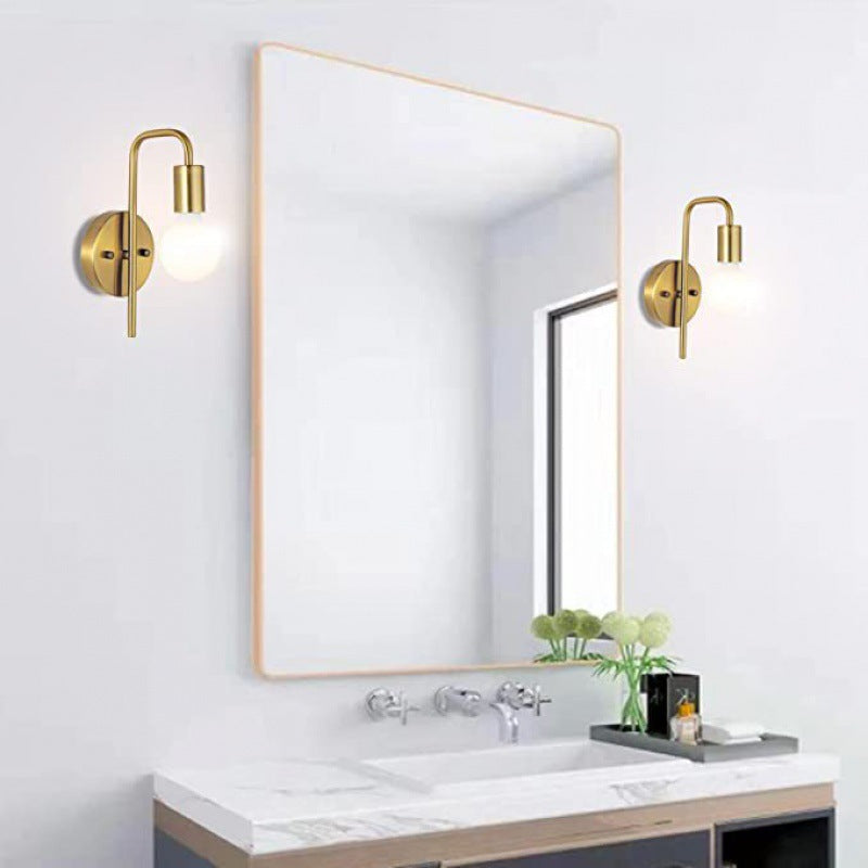 Nordic light luxury u-shaped curved rod wall lamp frosted round glass single head bedside modern bedroom entrance minimalist