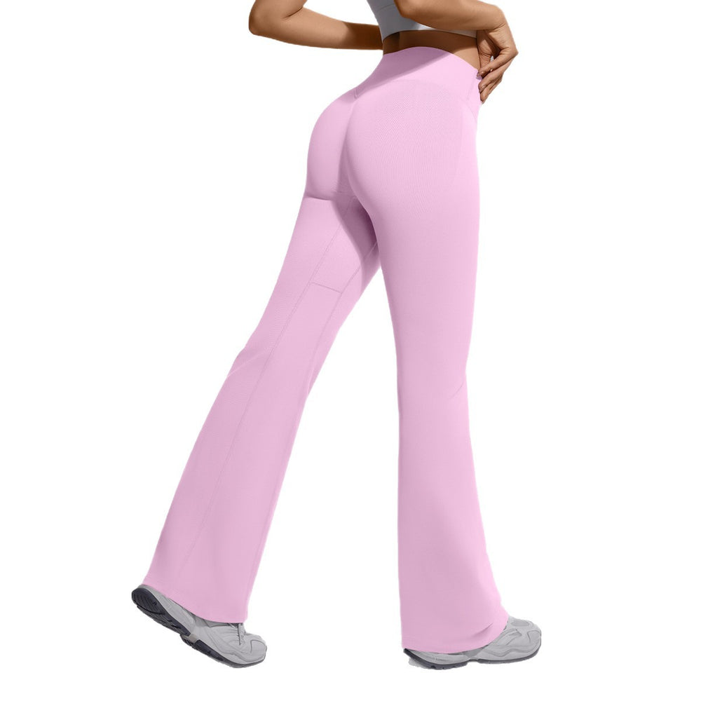 seamless micro-flared wide-leg cross-waist hip-lifting and abdominal-controlling high-elastic flared pants sports running fitness yoga wear for women