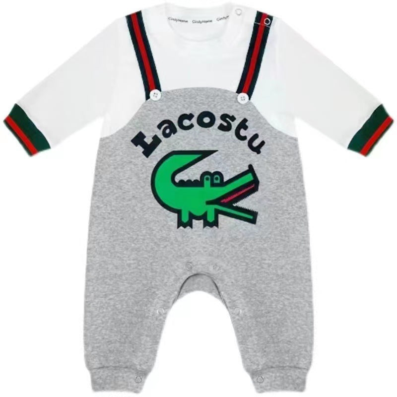 Newborn baby boy romper - spring/autumn cartoon two-piece style - fashionable pullover crawling suit