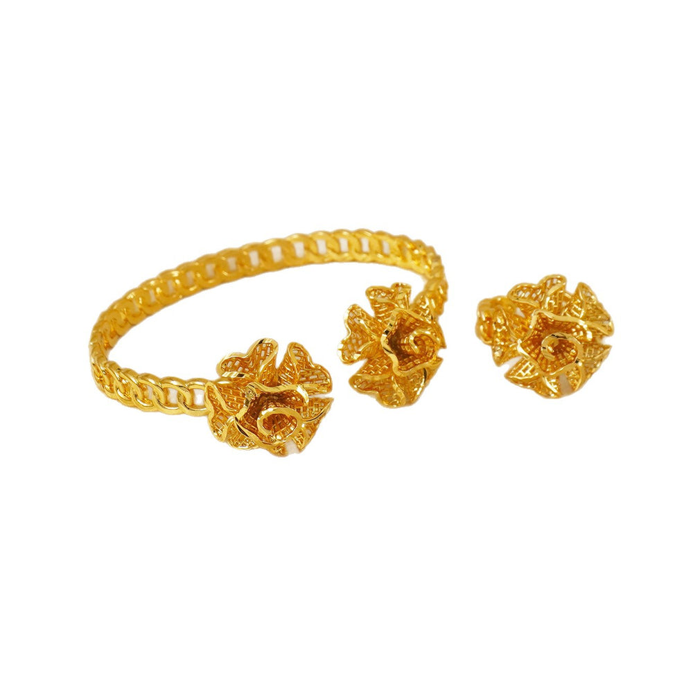 middle eastern women's luxury wedding bracelet and ring set - floral wedding bridal gift jewelry set