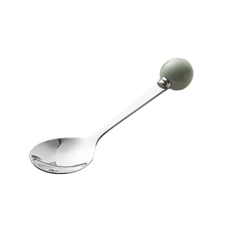 Accessible luxury ceramic ball fruit fork for home stainless steel spoon multi-purpose dessert spoon good-looking glazed pastry fork