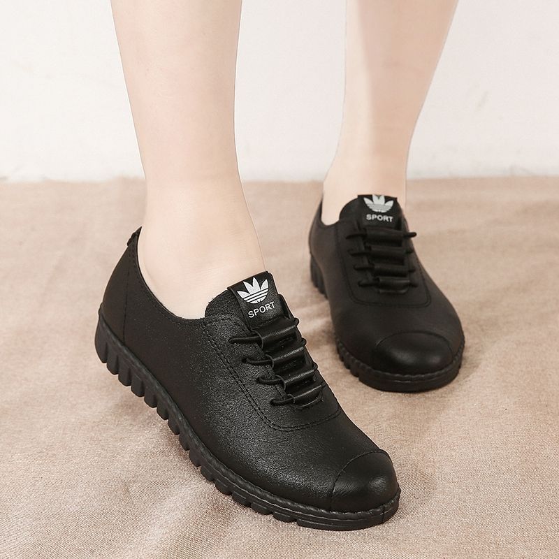 Kfc work shoes flatscasualladieswear shoes flats soft bottom women's thick heel plaid work shoes black women's leather shoes