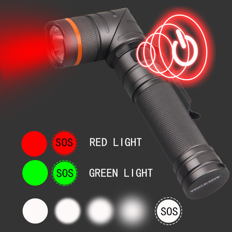 Cross-border XPG red, white and green light strong light USB charging power display magnet car 90 degree elbow pen buckle flashlight