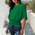 fashionpure colorfashionloosecasual short-sleeved round neck t-shirttops for women