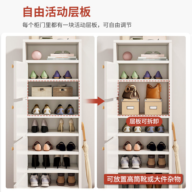 Shoe cabinet narrow and high vertical door household multi-layer storage integrated against the wall 2025 new home entrance indoor shoe rack