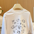 New arrivalkidsspring & fallcute lazy cartoon kitten long sleeves bottom sweatshirt baby girl casuallong sleeves t-shirt children's clothing