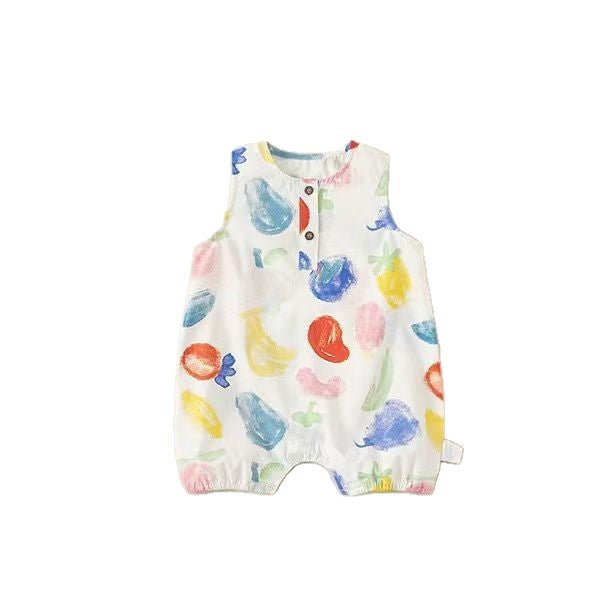 Summer lightweight baby romper, sleeveless bodysuit, cartoon summer outfit, cartoon overalls