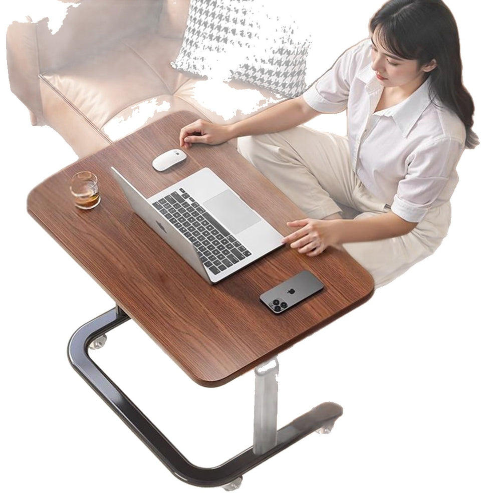 Adjustable height mobile desk with universal wheels, bedside table, reinforced legs, home desk for bedroom, living room, sofa, study table