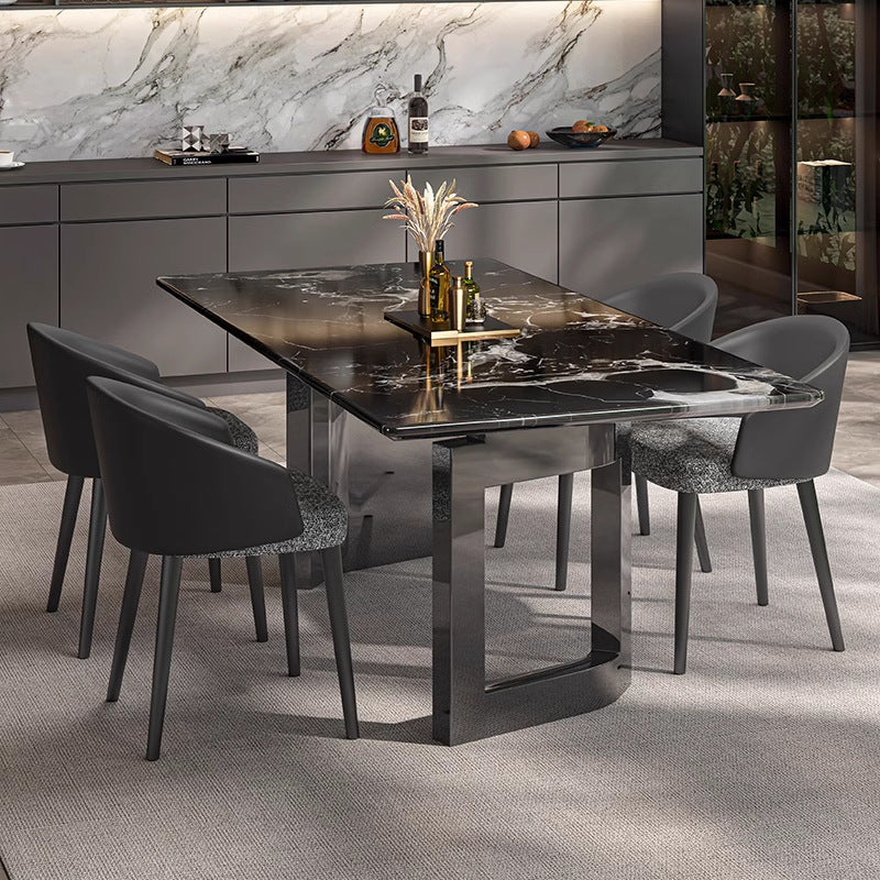 Foshan-made natural marble dining table, a touch of luxury for high-end villas and restaurants. rectangular, suitable for home use, and crafted from premium stone