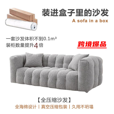 wabi-sabi style compression sofa fabric sofa teddy lamb velvet cream cotton candy sofa