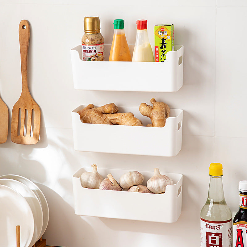 Kitchen Onion, Ginger, Garlic Storage Box Plastic Transparent Non-punching Wall-mounted Storage Box Multifunctional Sundries Sink Shelf