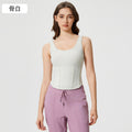Shortsilmslimming look sports vest for women with chest pad, nude feel, comfortable back, sleeveless fitness yoga wear d25056