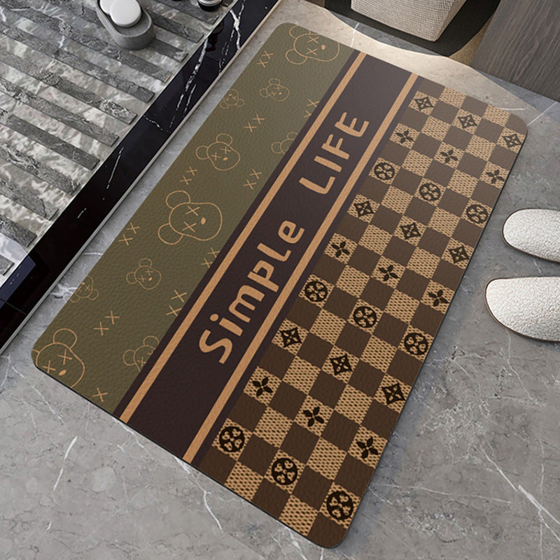 Soft diatom mud bathroom floor mat, quick-drying water absorption, non-slip door mat at the door of household toilet, shower room, toilet carpet