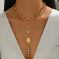 Long cross necklace wholesale fashion cross-border diamond pendant female elegant multi-layer virgin thanksgiving clavicle chain