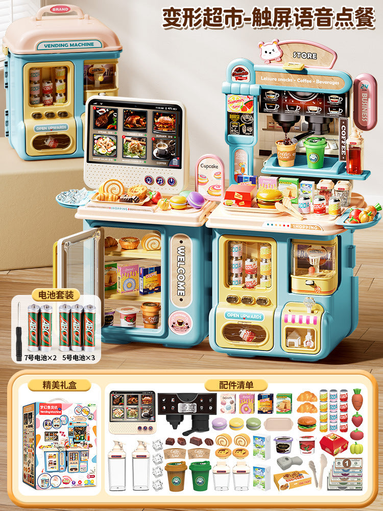 Kids' pretend play toy - realistic coffee & cash register set - convenience store water dispenser - educational supermarket playset - birthday gift for boys & girls
