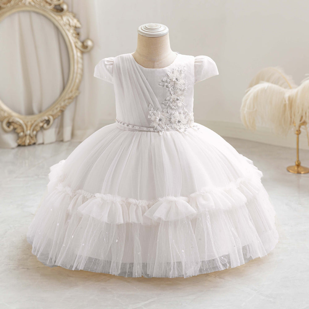 Fashionready-made girl airplane sleeve dress gold sequin princess dress first birthday dress girl dress