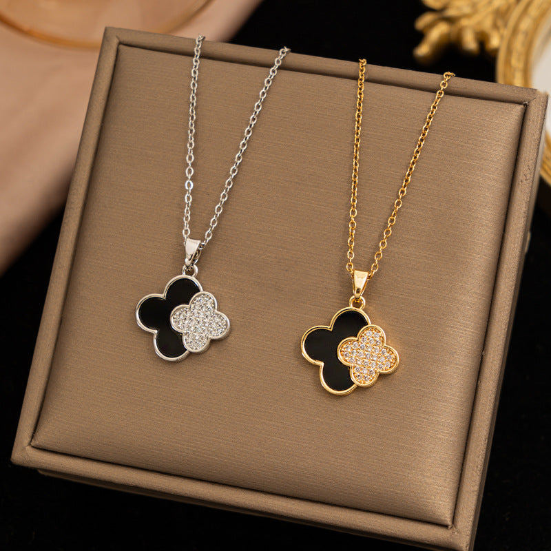 [titanium steel] cross-border popular four-leaf clover necklace for women, accessible luxury, fashionable, stylish, high-end, niche clavicle chain wholesale