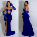 C6786 cross-border   fashion women's solid color sexy bandeau rhinestone embellished maxi dress