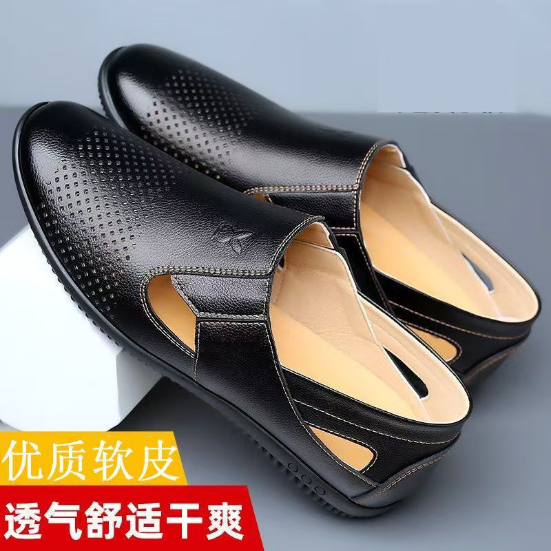 New arrival business hole cool leather shoes men's casual wedding groom british sandals summer breathable youth pointed toe men's shoes
