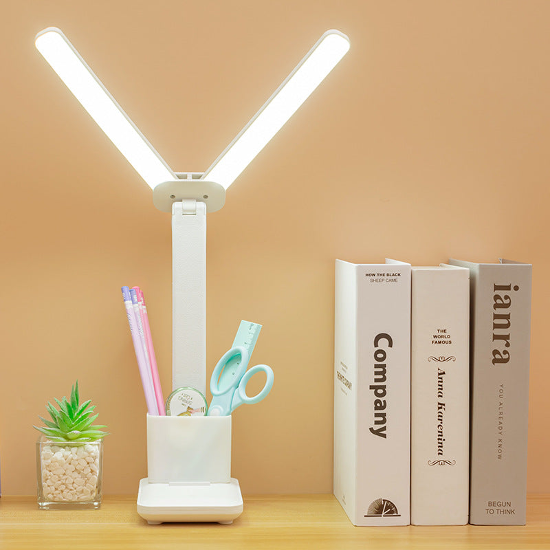 Wholesale pen holder desk lamp double head foldable student desk eye protection reading lamp dormitory bedroom multifunctional storage lamp