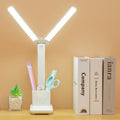 Wholesale pen holder desk lamp double head foldable student desk eye protection reading lamp dormitory bedroom multifunctional storage lamp