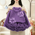 Girls' sweater set - new autumn/winter  collection: stylish floral print crewneck knit top & korean-style princess tutu skirt