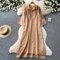 Light mature french style red printingdress women's summer diamond bows short-sleeved lapel slimming lookelegantwork clothing skirt