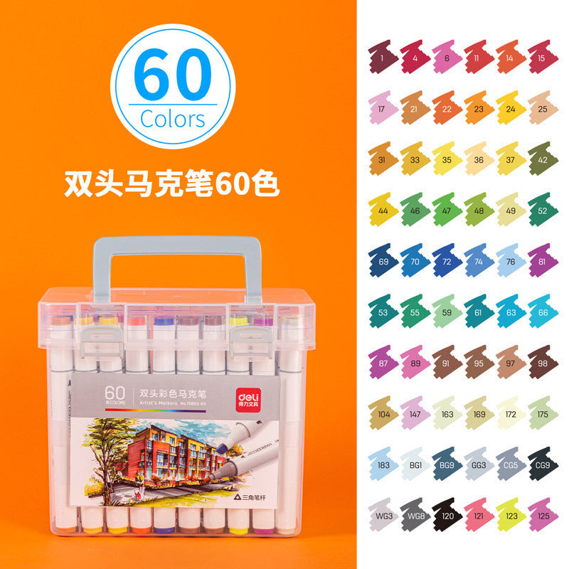 Deli Children's Washable Soft Head Marker 48 Colors Student Watercolor Pen 36 Double Head Color Brush Wholesale