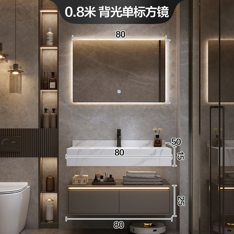 [Spot] Multifunctional storage rack, rock slab hot bending integrated basin, bathroom, washstand, face wash, bathroom cabinet combination