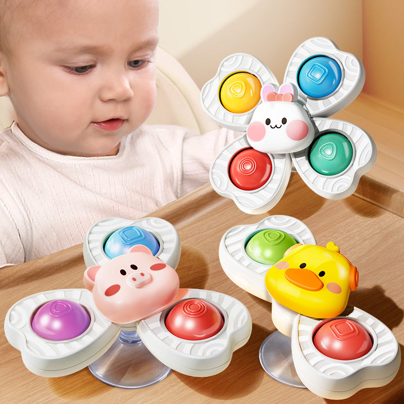 Baby high chair toy - cartoon suction cup spinning top - teething & early education - ages 0-1 year