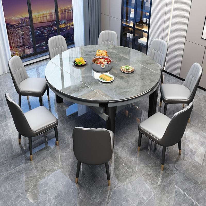 Rock slab dining table and chair combination modern casualaccessible luxury dining table for home dining table small apartment telescopic foldable round table