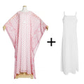European and american export cross-border e-commerce printed chiffon loose dress african  two-piece set robe + vest