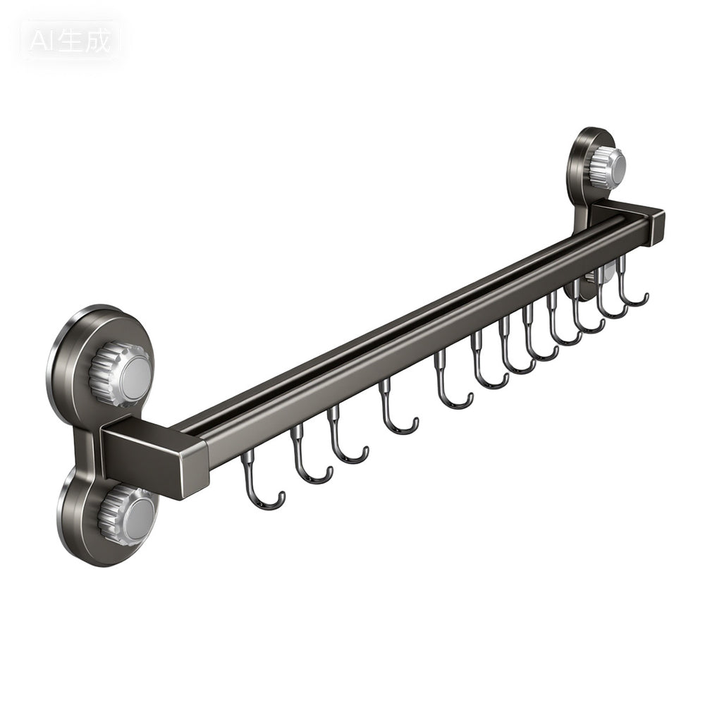 Suction cup kitchen hook, punch-free multi-functional hanging rod, spatula, spoon, knife all-in-one hanging rack, wall-mounted storage rack
