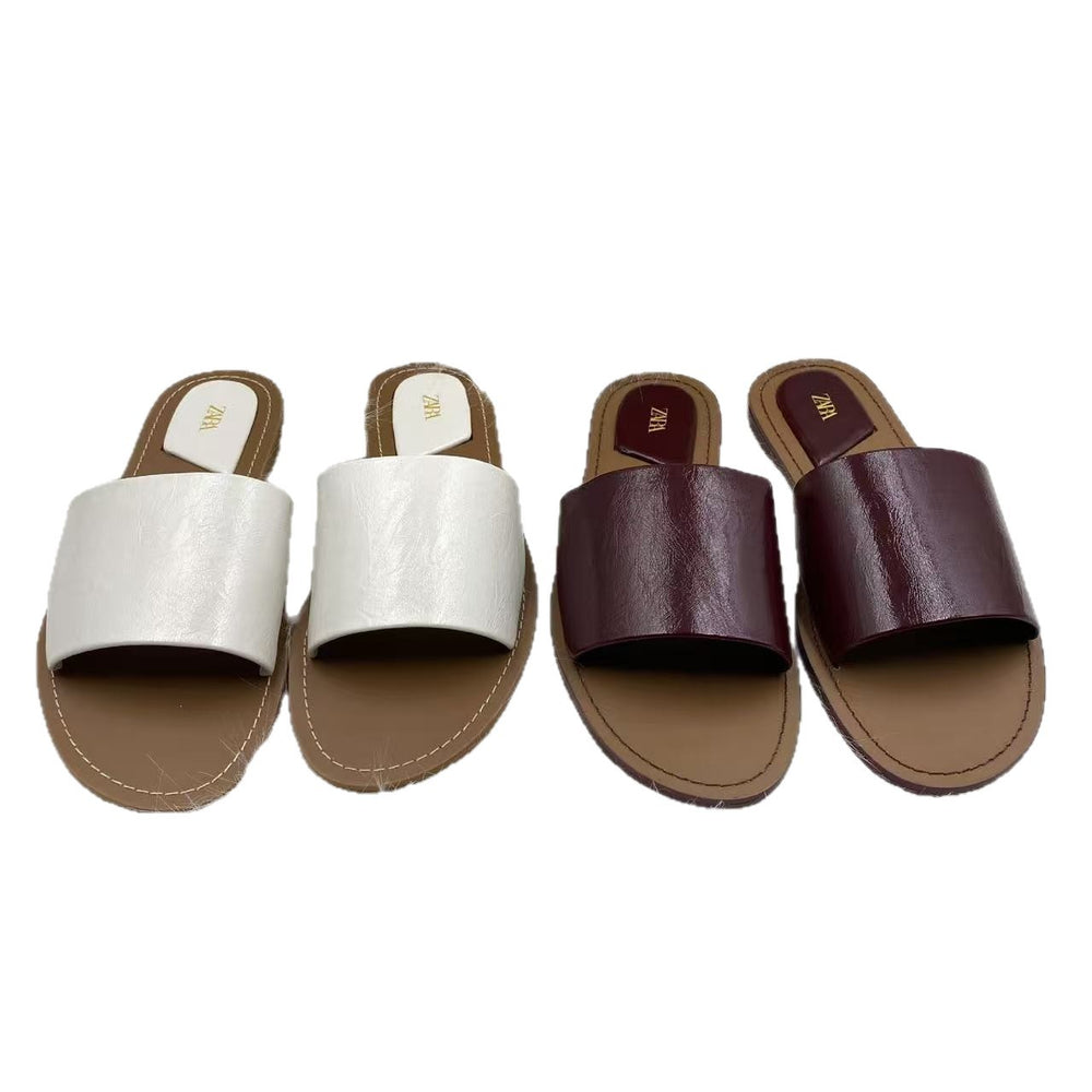 Za's new product 2025autumfashioneasiest for matchexport original single women's shoes single color elegant one-piece slippers breathable flats shoes