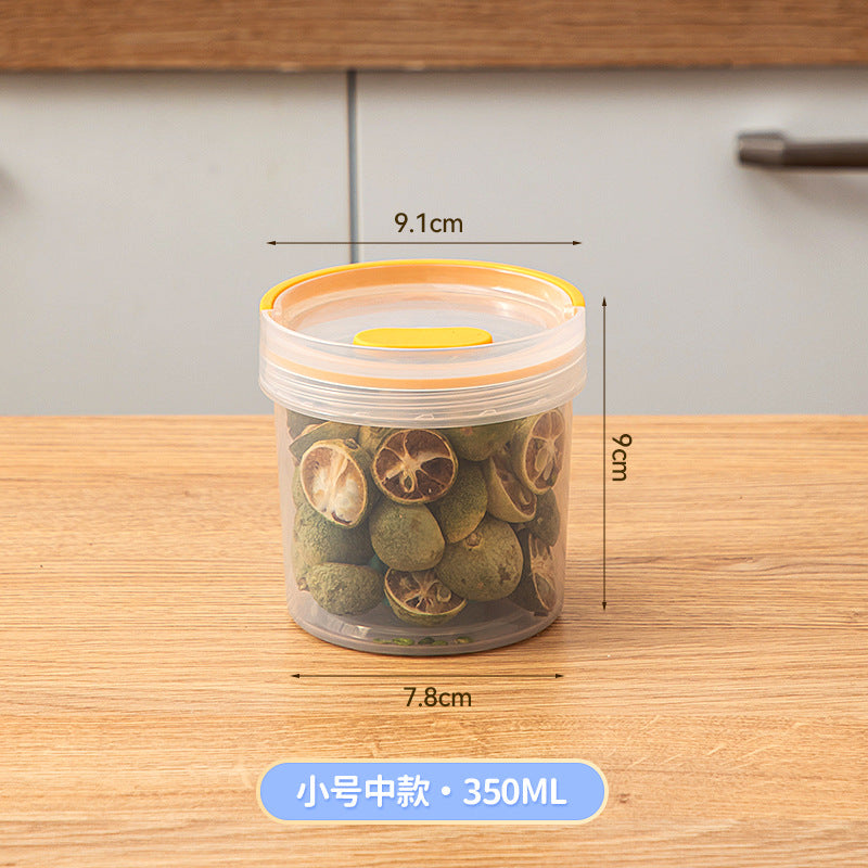 Kitchen plastic transparent grain jar fresh-keeping spices scented tea tangerine peel sealed jar food grade portable round storage box