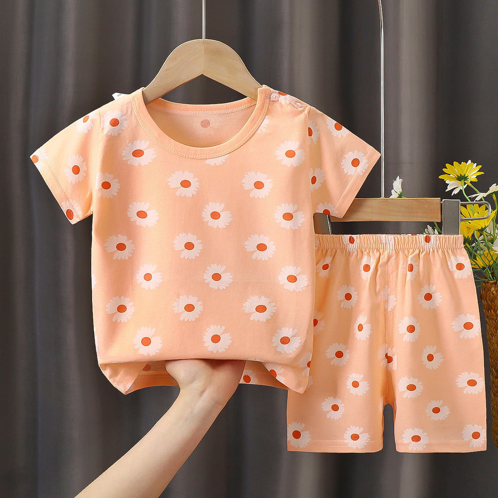 Summer children's clothing set: pure cotton t-shirt & underwear for boys and girls, baby & infant short-sleeve tee and shorts - dropshipping available
