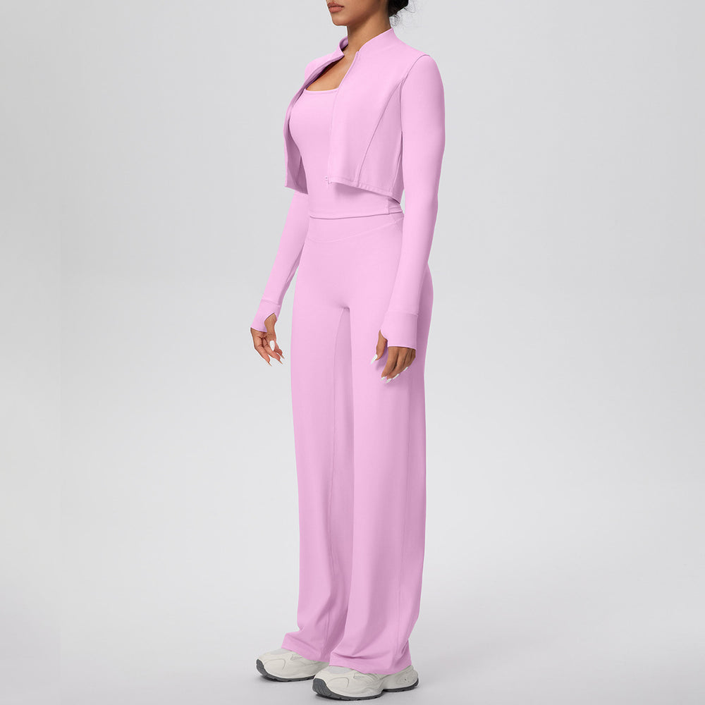 New barely-there quick-dry activewear set: outdoor casual running & fitness outfit - butt-lifting, tummy-control, wide-leg yoga leggings