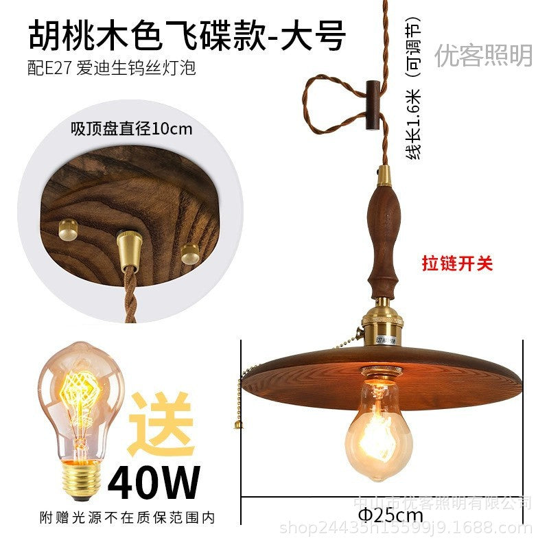 ins Nordic black walnut nostalgic lighting, bedroom bedside lamp, bar brass dining room lamp, wabi sandy chandelier